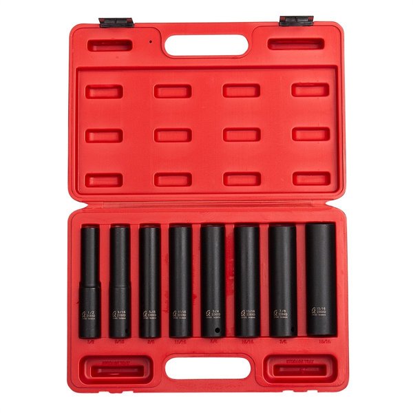 Sunex 8-Piece 1/2 in. Drive 6-Point Extra Deep Fractional SAE Impact Socket Set 2848